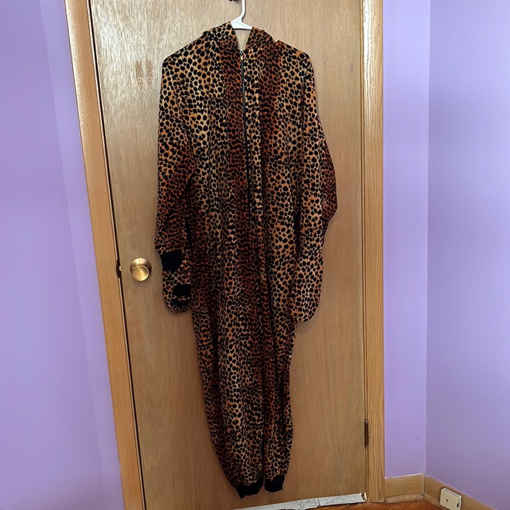 Cheetah Onesie w/ Paw, Tail, Face Hood, and Pockets